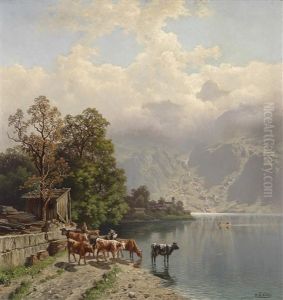 In Der Karthause Am Achensee, Tyrol by Theodor (Wilhelm T.) Nocken