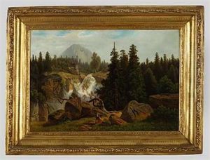 Ausflugler Am Wasserfall Ausflugler Am Wasserfall