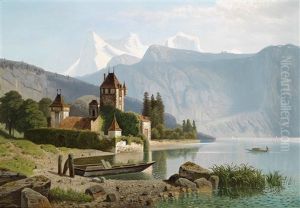 Blick Auf Schloss Oberhofen Am Thunersee, Schweiz