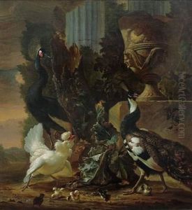 Oiseaux Decoratifs Dans Un Parc by Abraham Bisschop Dordrecht