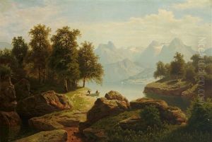 Blick Auf Den Vierwaldstatter See Mit Prachtvollem Gebirgshorizont