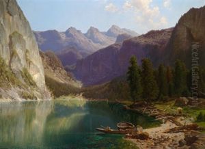 Der Maler An Einem Gebirgssee