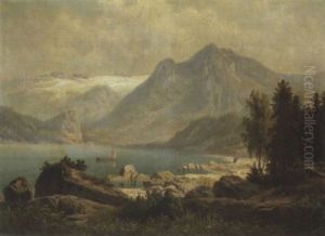Gebirgslandschaft by Theodor (Wilhelm T.) Nocken