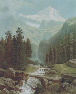 Blick In Das Lauterbacher Tal Mit Wasserfallen Und Jungfrau Massiv Blick In Das Lauterbacher Tal Mit Wasserfallen Und Jungfrau Massiv