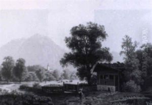 Untergrainau Mit Almspitze (karwendel-wetterstein) by Theodor (Wilhelm T.) Nocken