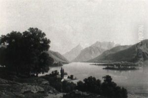 Ein Gebirgssee by Theodor (Wilhelm T.) Nocken