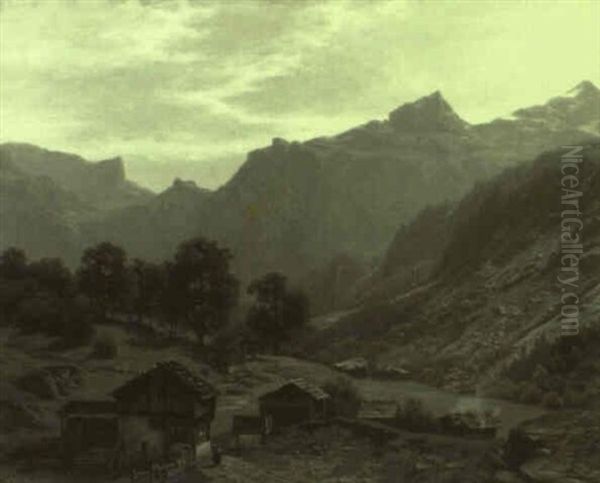 Gebirgslandschaft Mit Almhutten Im Sommer - view 1