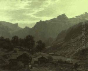 Gebirgslandschaft Mit Almhutten Im Sommer