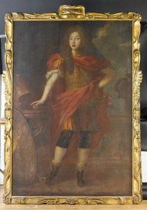 Portrait Of A Man In Roman Costume With A Helmet And Shield, By A Table, On A Terrace