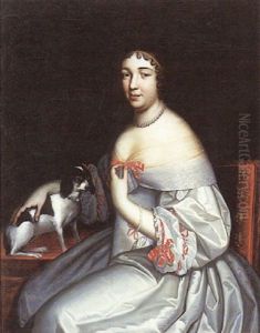 Portrait De Femme Au Petit Chien by Jean Nocret