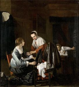 An Elegant Interior With A Cloth Seller
