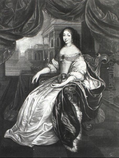 Portrait D'henriette-anne D'angleterre(?), Assise Sur Une Terrasse... - view 1