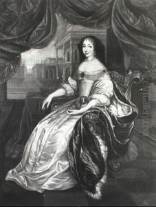 Portrait D'henriette-anne D'angleterre(?), Assise Sur Une Terrasse... by Jean Nocret