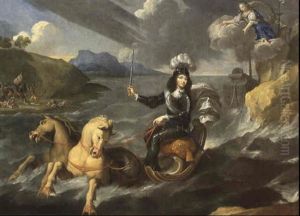 Louis Xiv..sur Un Char Marin Presente Par La France Comme Roi Des Mers by Jean Nocret