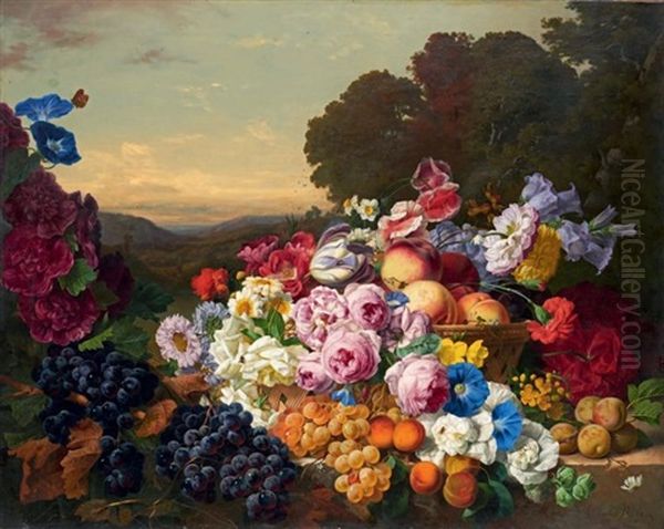 Fleurs Et Fruits Dans Un Paysage - view 1
