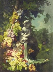 Ceps De Vigne Sur Une Fontaine by Charles-Joseph Node