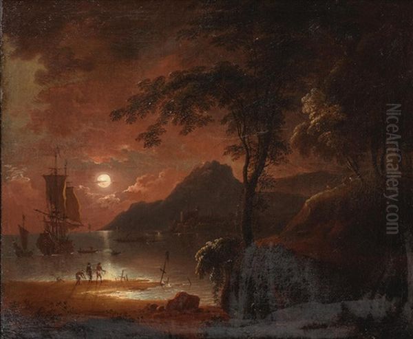 A Moonlit Harbour Scene - view 1