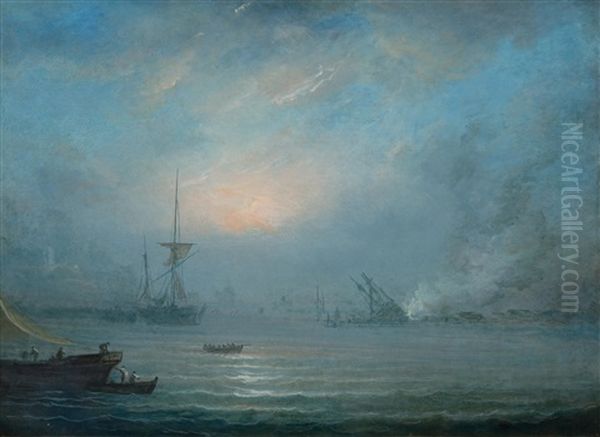 A Nocturnal Battle Scene At Sea - view 1