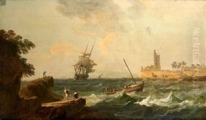 Navires Et Barques En Danger Dans Un Estuaire by Noel, Alexandre Jean
