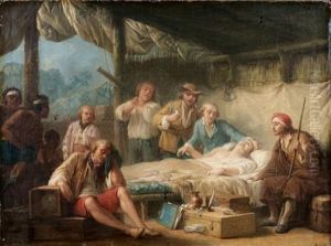 La Mort De L'abbe Chappe En Californie Entoure D'iguane Et D'instruments Scientifiques En Presence D'amerindiens by Noel, Alexandre Jean