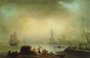 Sudliche Kustenlandschaft Mit Figuren by Noel, Alexandre Jean