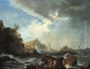 Ships Foundering Off A Rocky Coast