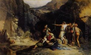 Rastende Krieger Vor Einer Felsenhohle by Alexis Nicolas Noel