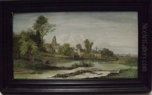 Vue De Crepon (calvados) by Gustave Joseph Noel