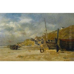 Strandpartie Mit Fischerbooten