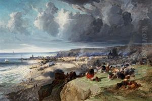 Vue Panoramique De La Ville De Dieppe. Grose Bleiche Uber Dieppe by Jules Achille Noel