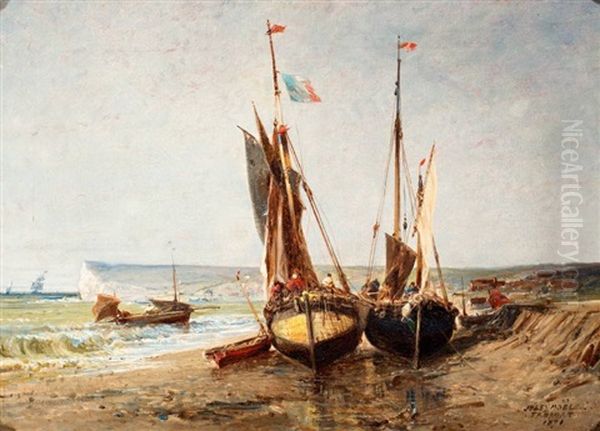 Schepen Op Het Strand Van Le Treport, Normandie - view 1