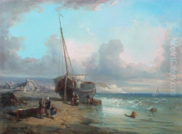 Bateaux Sur La Greve Pres D'un Village - view 1