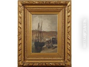 Fecamp, Le Dechargement Du Bateau Sur Une Cale Animee, 1870 by Jules Achille Noel