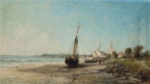 Low Tide At Treport by Jules Achille Noel