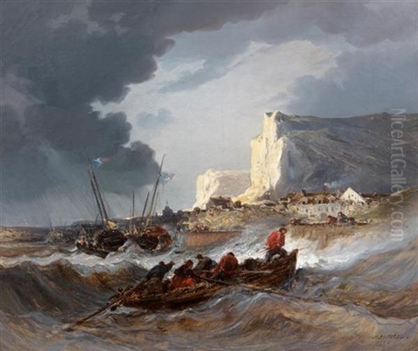 Pecheurs Aux Abords Des Falaises Du Pays De Caux - view 1