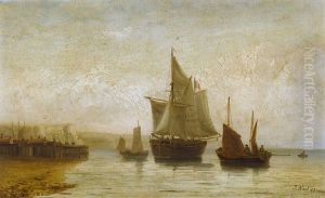 Franzosische Kustenpartie Mit Segelschiffen by Jules Achille Noel