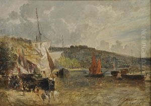 Hennebon, Le Port by Jules Achille Noel