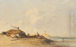 Pecheurs Sur La Plage by Jules Achille Noel