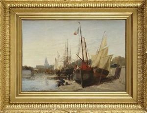 Bateaux Au Port by Jules Achille Noel