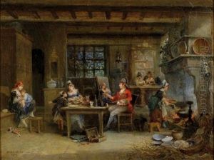 Scene Dans L'auberge : Artiste Peignant Une Mere Allaitant