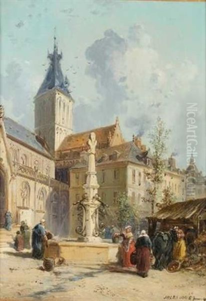 Paysannes Devant La Fontaine, Falaise, Normandie - view 1
