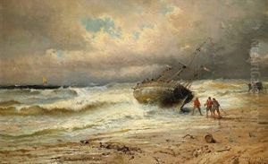 Kustvy Med Batar by Jules Achille Noel