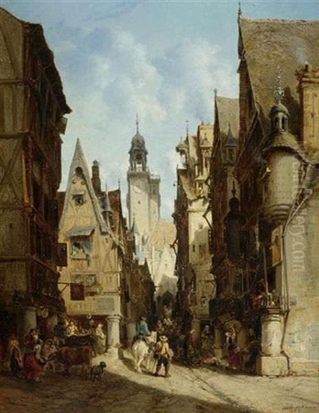Stadtansicht Mit Marktgeschehen - view 1