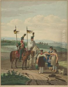 Osterreichische Ulanen Zu Pferde. by Andreas Bissel