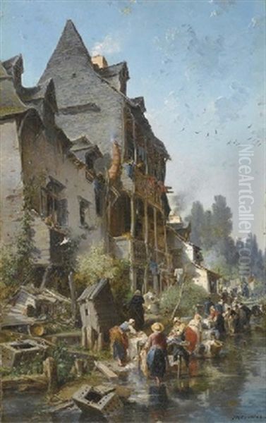 Lavandieres Au Bord D'un Ruisseau - view 1