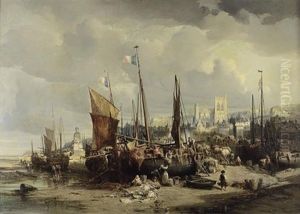 Retour De Peche A Maree Basse by Jules Achille Noel