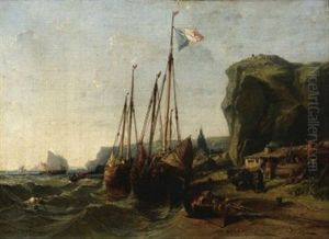 Segelboote An Der Bretonischen Kuste by Jules Achille Noel