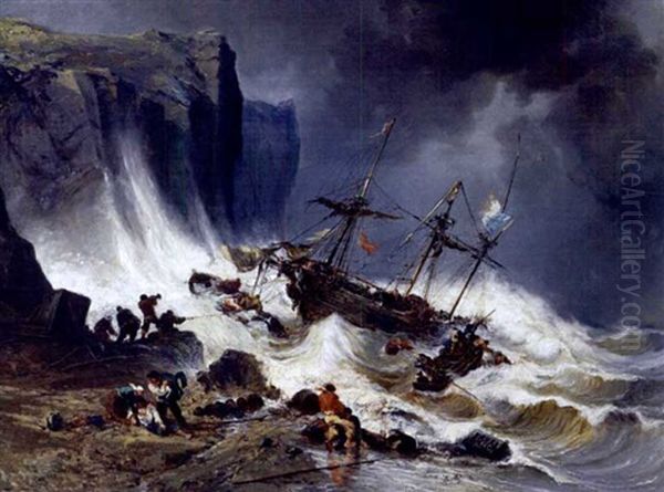 Shipwreck Off A Stormy Coast - view 1