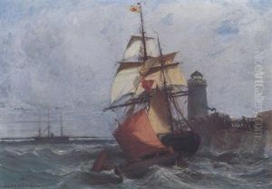 Schiffe Vor Einem Leuchtturm Schiffe Vor Einem Leuchtturm
