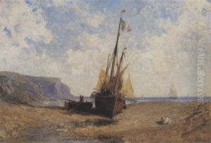 Bateaux Sur La Greve by Jules Achille Noel
